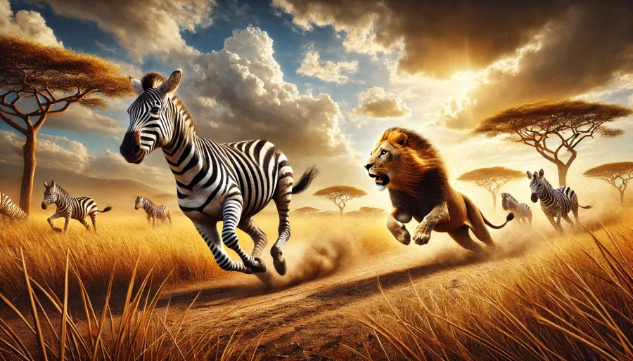 zebra-inseguita-da-un-leone Meditazione e stress: il caso della zebra inseguita da un leone.
