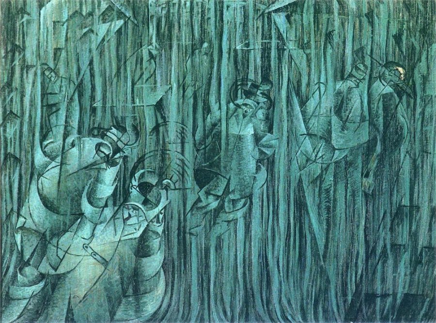 States_of_Mind_III;_Those_Who_Stay,_by_Umberto_Boccioni,_1911 emozioni del distacco